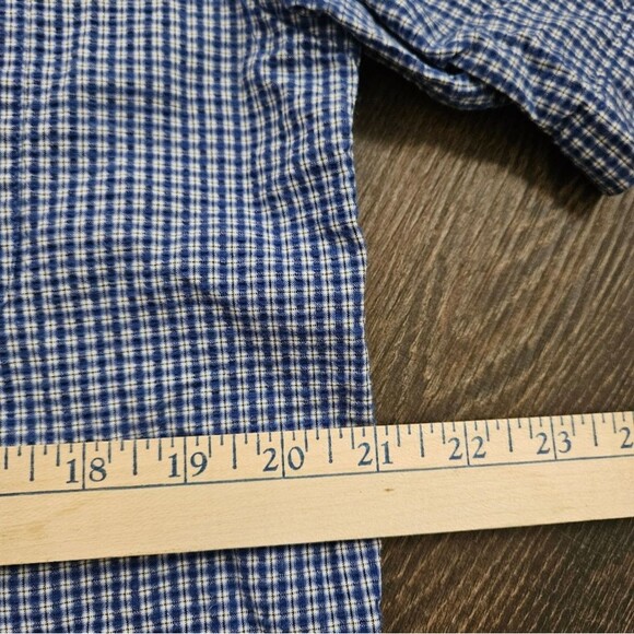 Eddie Bauer Shirt Men's Sz Small Textured Seersucker Blue Plaid Short Sleeve EUC - Picture 5 of 7